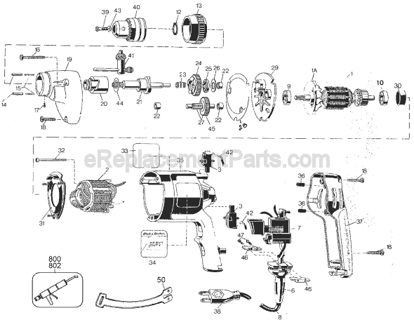 Page A Diagram and Parts List for 1575-10 Type 1 Black and Decker Electric Drill